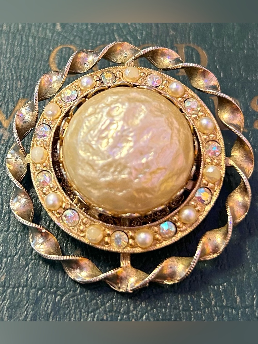 Miriam Haskell Vintage Baroque Faux Pearl Brooch Unsigned